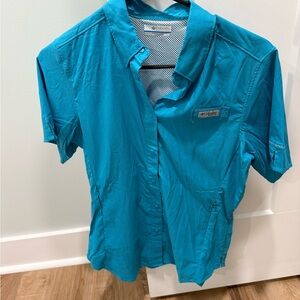 Columbia Aqua Blue Short Sleeve Shirt